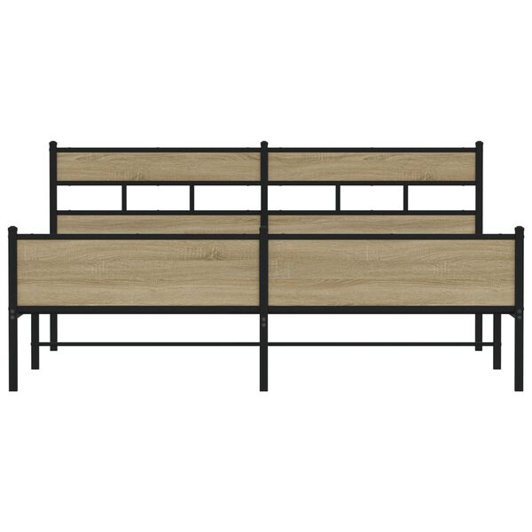 vidaXL Giroletto senza Materaso in Metallo Rovere Sonoma 193x203 cm