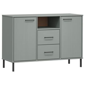 vidaXL Credenza Gambe Metallo Grigio 113x40x77 cm Legno Massello OSLO