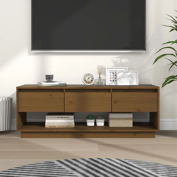 vidaXL Mobile Porta TV Ambrato 110,5x34x40cm in Legno Massello di Pino