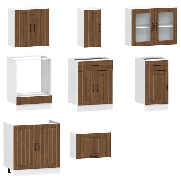 vidaXL Set Mobili da Cucina 8 pz Lucca Rovere Marrone in Truciolato
