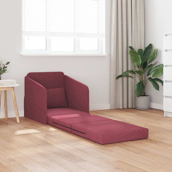 vidaXL Divano letto 60cm Rosso Vino Tessuto