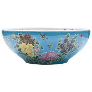 vidaXL Lavabo da Appoggio Multicolore Rotondo &Phi;41x14 cm Ceramica