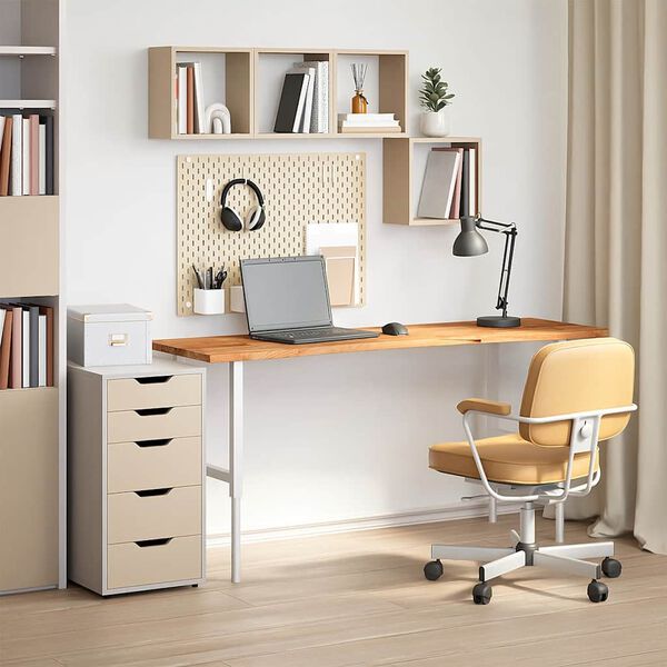 vidaXL Piano Scrivania Marrone Chiaro 160x50x2,5 cm in Rovere Massello