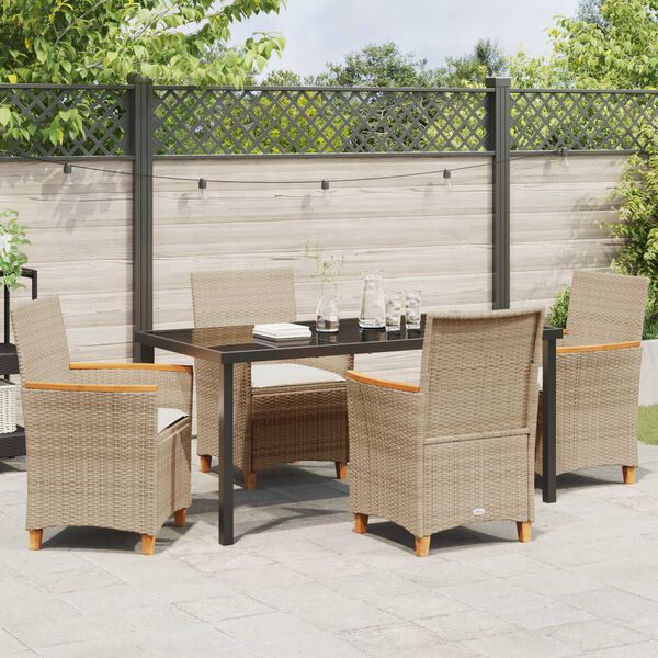 vidaXL Set da Pranzo per Giardino 5 pcs Beige polyrattan