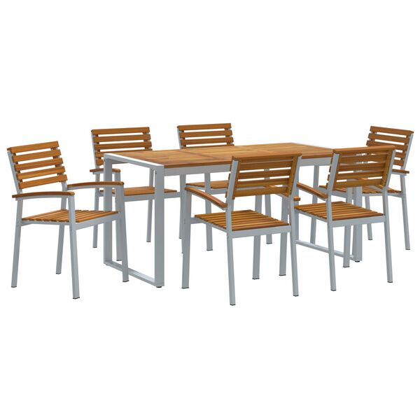 vidaXL Set da Pranzo per Giardino 7 pcs Grigio