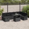 vidaXL Set Divano da Giardino con cuscino 9 pcs Nero Poly Rattan