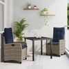 vidaXL Set da Pranzo per Giardino con cuscino 3 pcs Grigio polyrattan