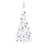 vidaXL Albero di Natale a Met&agrave; Preilluminato con Palline Bianco 210 cm
