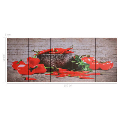 vidaXL Set Stampa su Tela da Muro con Peperoncini Multicolore 150x60cm