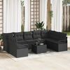 vidaXL Set di divani con cuscino 10 pcs Nero polyrattan