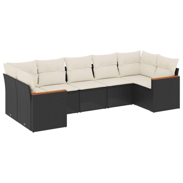 vidaXL Set Divani da Giardino con Cuscini 7pz Nero Polyrattan