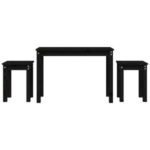 vidaXL Tavolini a Incastro 3 pz Nero in Legno Massello di Pino