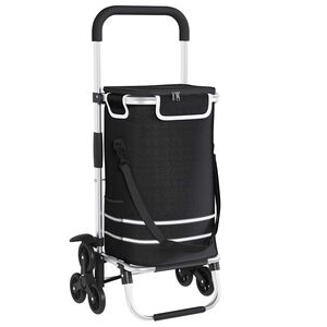 vidaXL Carrello della spesa Nero 47 x 39 x 100,5 cm Tessuto Oxford
