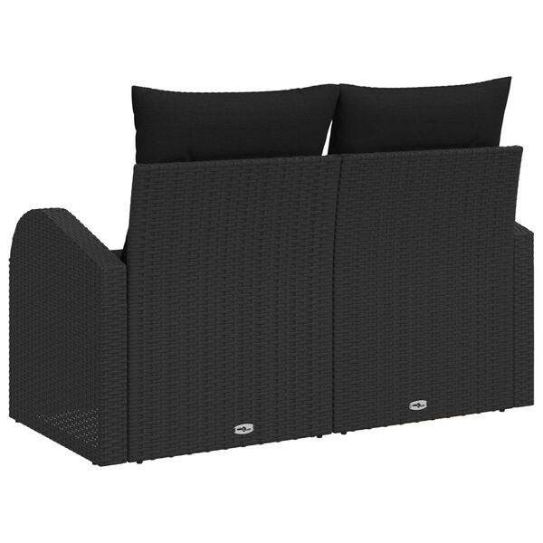 vidaXL Divano da giardino Nero 124 x 62 x 69cm polyrattan