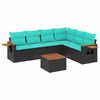 vidaXL Set Divani da Giardino 7 pz con Cuscini Nero in Polyrattan