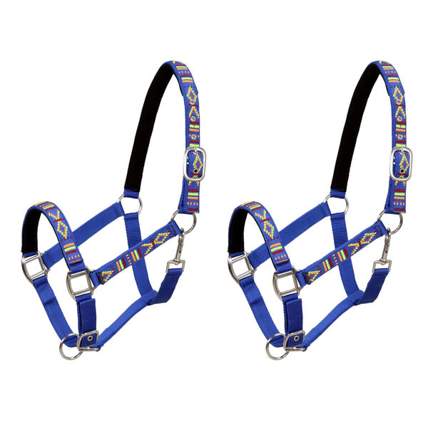 vidaXL Collare da Testa per Cavallo 2 pz in Nylon Taglia Cob Blu