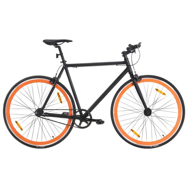 vidaXL Bicicletta a Scatto Fisso Nera e Arancione 700c 51 cm
