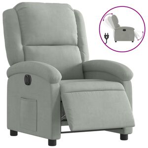 vidaXL Poltrona Elettrica Reclinabile Grigio Chiaro in Vera Pelle