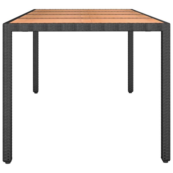 vidaXL Tavolo da Giardino Piano Legno Nero Polyrattan Massello Acacia