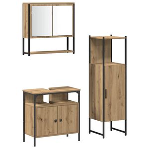 vidaXL Set di mobili per il bagno 3 pz Marrone Legno ingegnerizzato