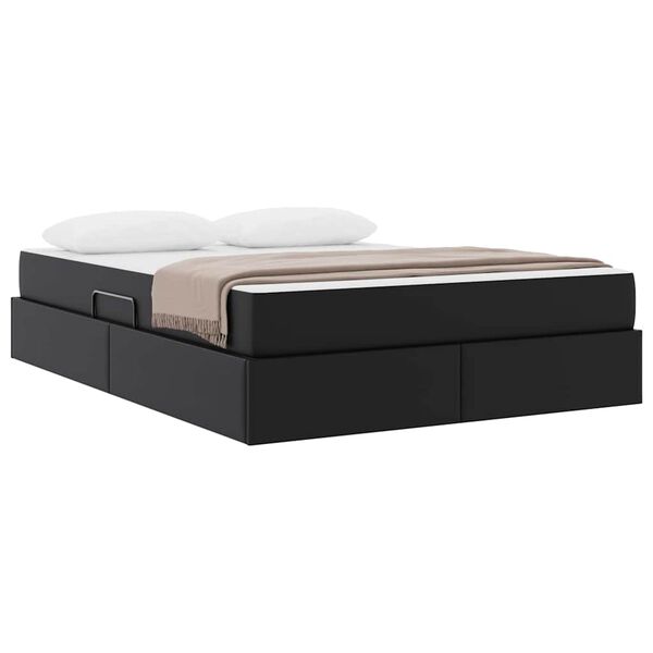 vidaXL Letto con contenitore e materasso 2 pcs Nero Pelle