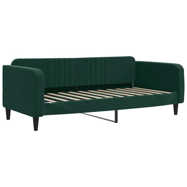 vidaXL Divano Letto con Materasso Verde Scuro 90x200 cm in Velluto