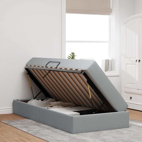 vidaXL Letto con contenitore e materasso Grigio chiaro 90 x 190 cm