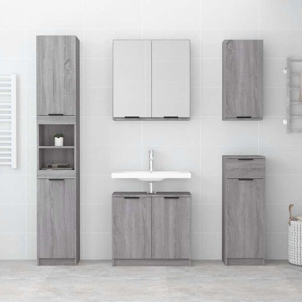 vidaXL Mobile Bagno Grigio Sonoma 64,5x33,5x59 cm in Legno Multistrato