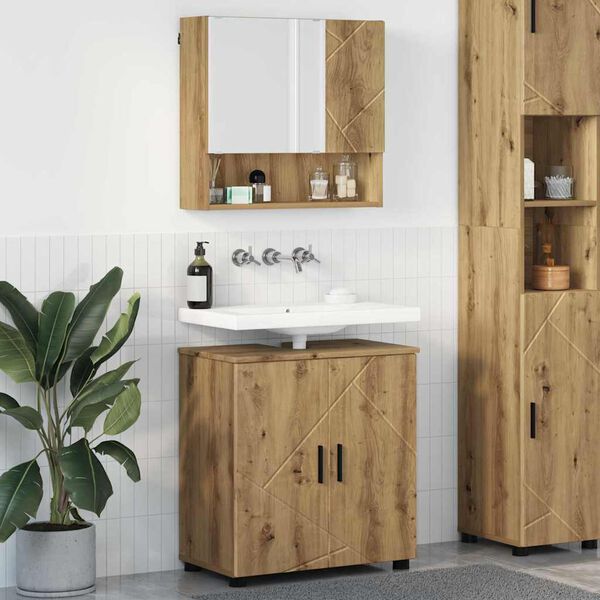 vidaXL Set di mobili per il bagno con porta 2 pcs Rovere artigianale