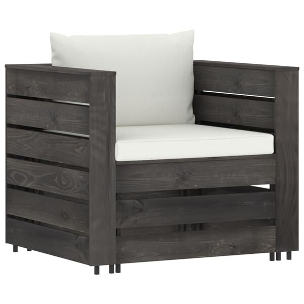 vidaXL Set Salotto da Giardino 2pz con Cuscini Legno Impregnato Grigio