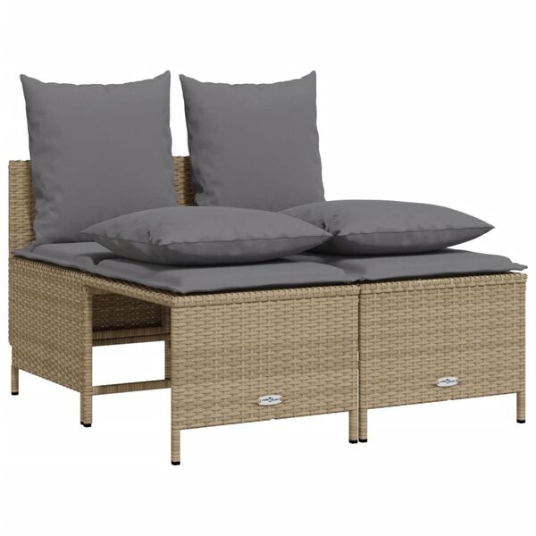 vidaXL Set Divano da Giardino 5 pz con Cuscini Beige in Polyrattan
