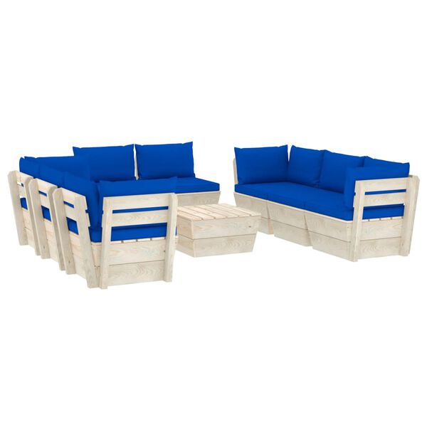 vidaXL Set Divani da Giardino su Pallet 9 pz con Cuscini Legno Abete