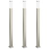 vidaXL Lampioni a palo 3 pz 110 cm Acciaio Inox IP44
