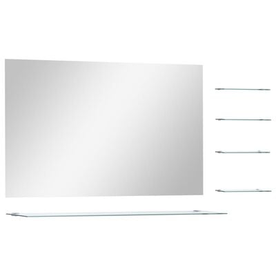 vidaXL Specchio da Parete con Mensola 100x60 cm in Vetro Temperato