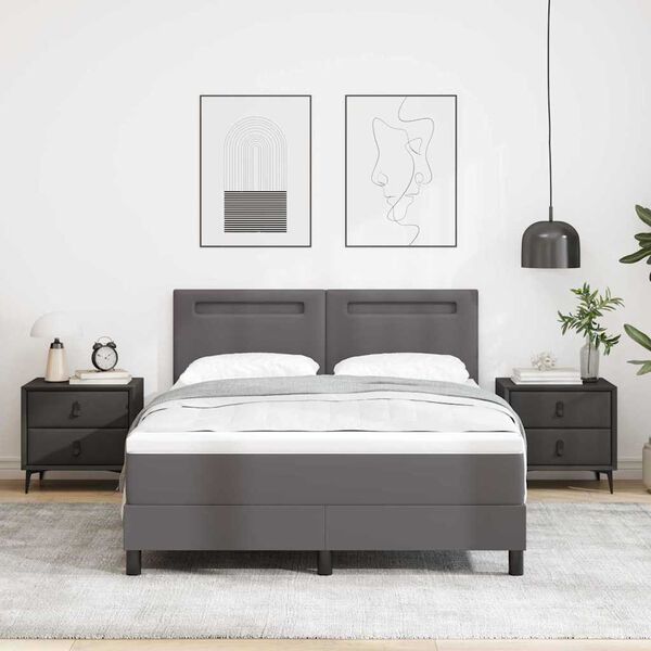 vidaXL Letto a molle con materasso Grigio 140 x 200 cm Pelle sintetica
