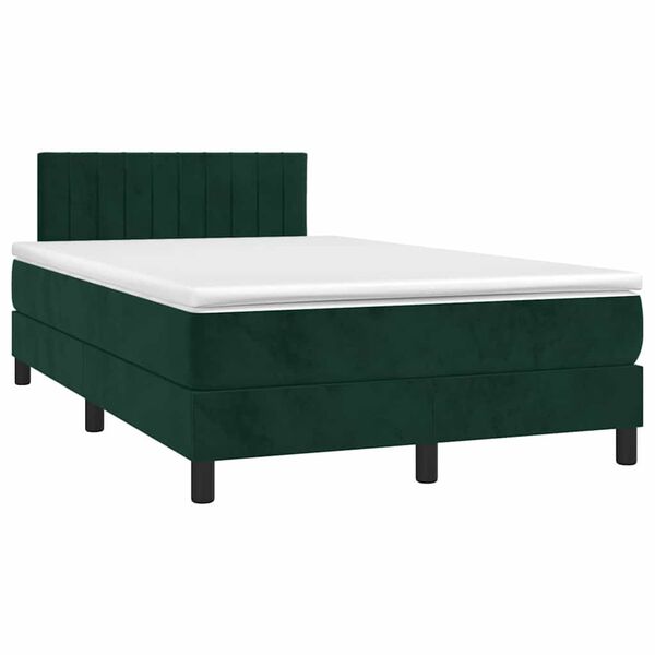 vidaXL Letto a Molle con Materasso e LED Verde Scuro 120x200cm Velluto