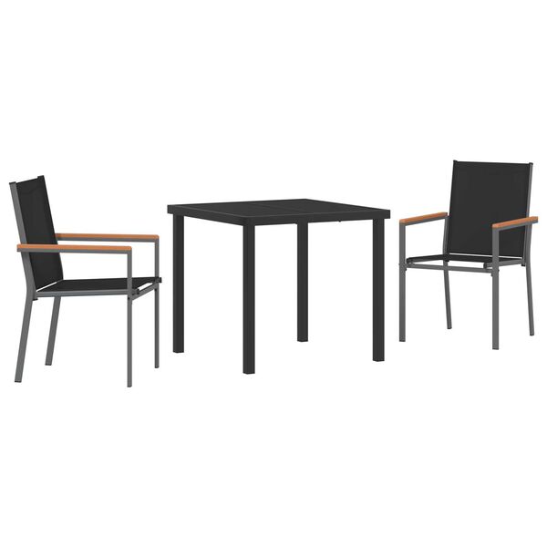 vidaXL Set da Pranzo per Giardino 3 pcs Nero