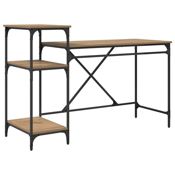 vidaXL Scrivania Rovere artigianale 135 x 50 x 90 cm Legno multistrato