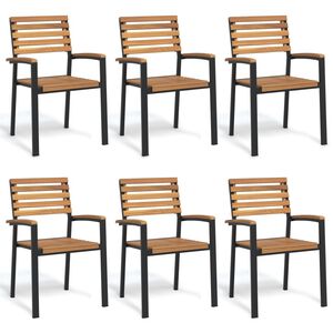 vidaXL Sedie Giardino Impilabili 6 pz Legno Massello Acacia e Metallo