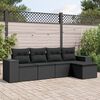 vidaXL Set Divani da Giardino 5 pz con Cuscini in Polyrattan Nero