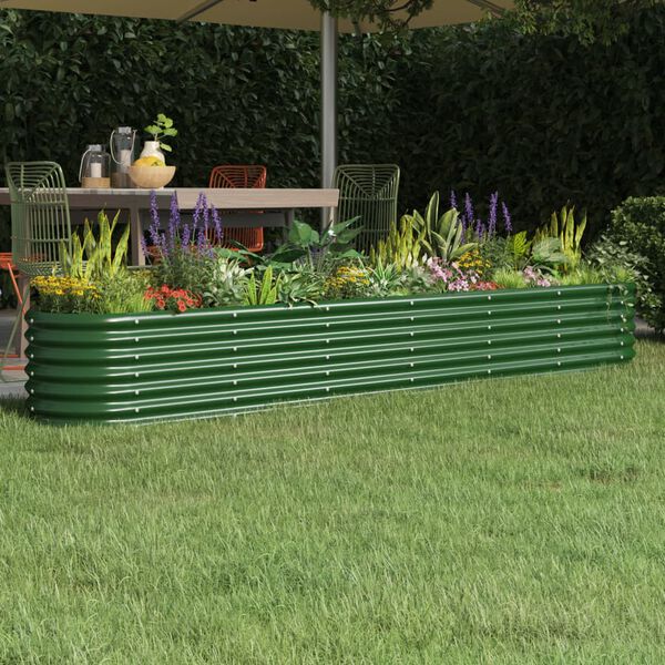 vidaXL Letto Giardino Acciaio Zincato 224x40x36 cm Verde