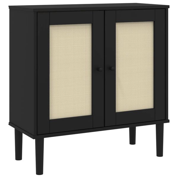 vidaXL Credenza SENJA Aspetto Rattan Nero 80x35x80 cm Massello Pino