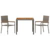 vidaXL Set da Pranzo per Giardino 3 pcs Grigio polyrattan