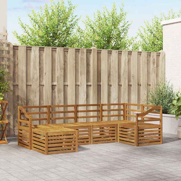 vidaXL Set divani 6 pcs Naturale Legno di Acacia Massello