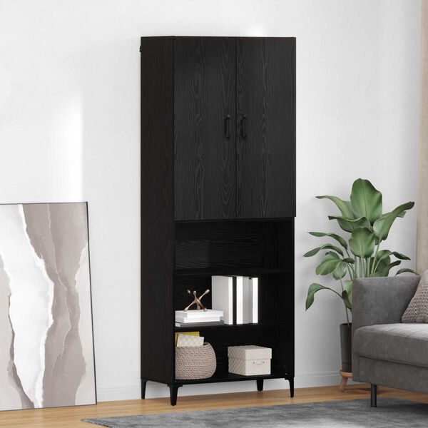 vidaXL Credenza Rovere Nero 69,5 x 34 x 180 cm Legno multistrato