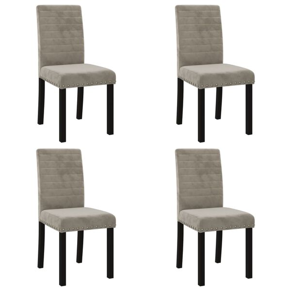 vidaXL Sedie da Pranzo 4 pz Grigio Chiaro in Velluto