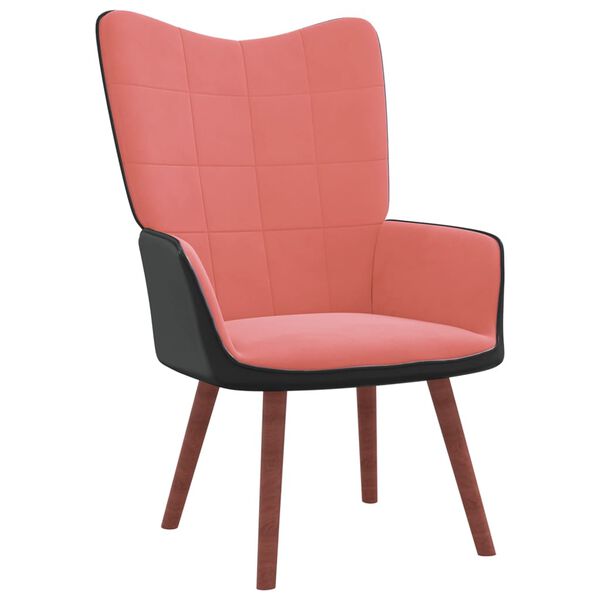 vidaXL Poltrona Relax Rosa in Velluto e PVC
