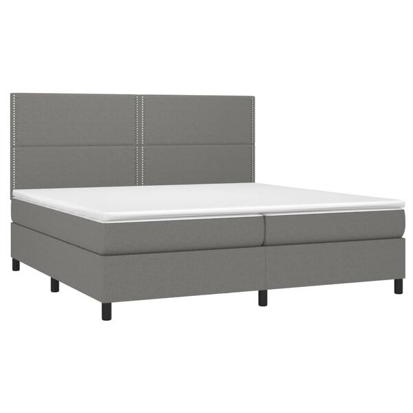 vidaXL Letto a Molle Materasso e LED Grigio Scuro 200x200cm in Tessuto