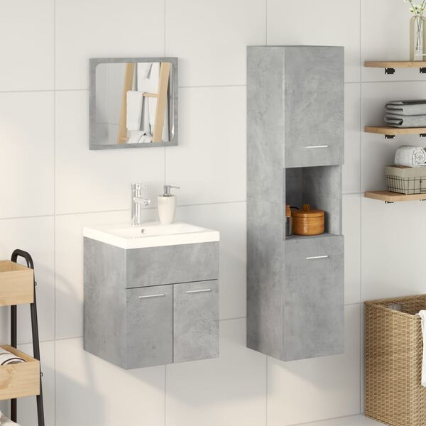 vidaXL Set Mobili da Bagno 4 pz Grigio Cemento in Legno Multistrato