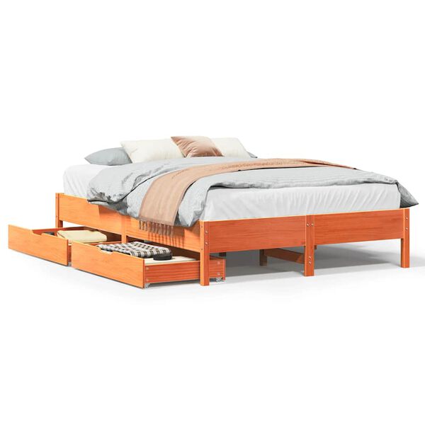 vidaXL Letto senza Materasso Marrone Cera 140x190 cm in Legno di Pino